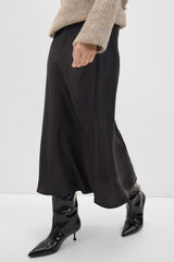 Cortefiel Saia midi acetinada Preto