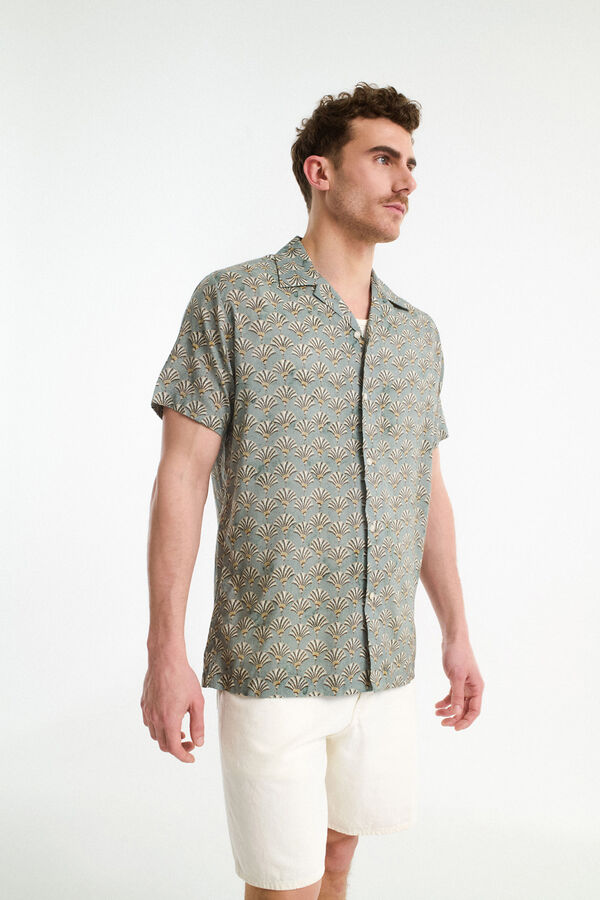 Selected Camisa de manga curta de algodão orgânico Verde