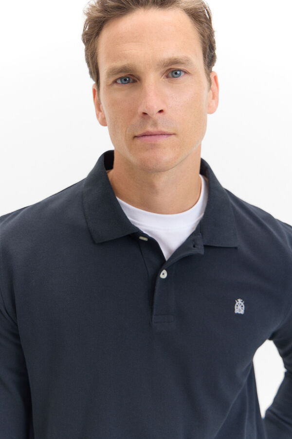 Cortefiel Polo b&aacute;sico de manga comprida Preto