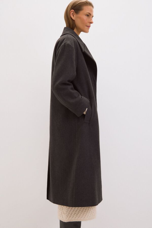 Cortefiel Abrigo largo pa&ntilde;o Gris oscuro