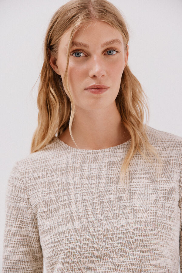 Cortefiel Vestido curto de tweed Tostado
