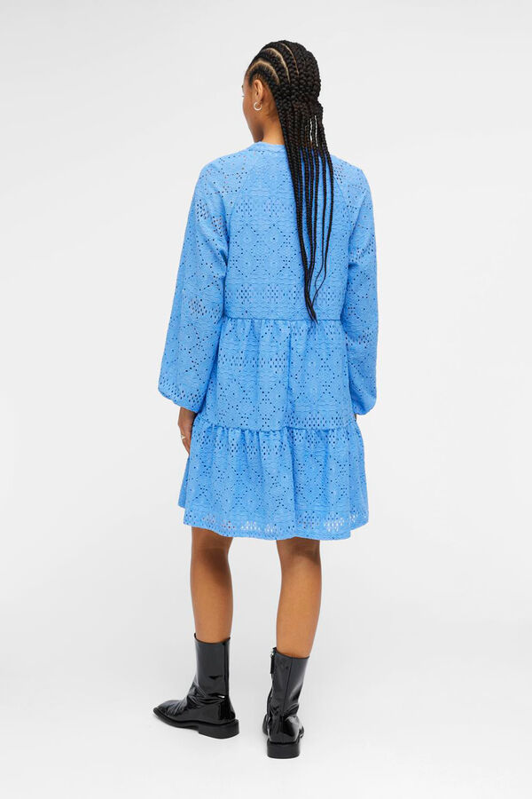 Object Vestido curto mangas bal&atilde;o Azul