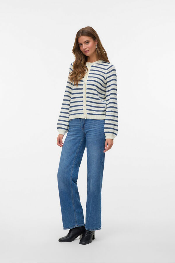 Vero Moda Cardigan abotonada manga larga Estampado azul