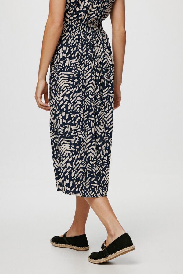 Vila Saia midi de cintura subida Azul