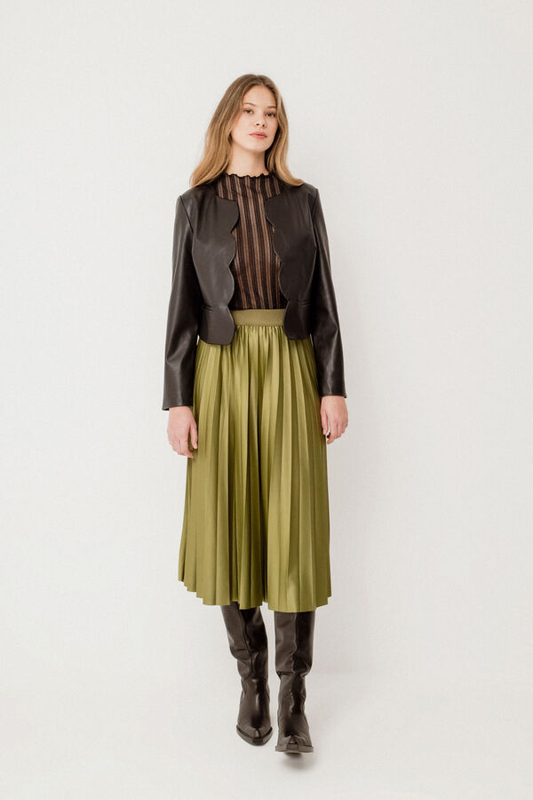 Vila Jaqueta de polipele com ondas Preto