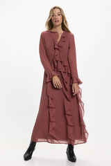 Vero Moda Vestido largo volantes Coral