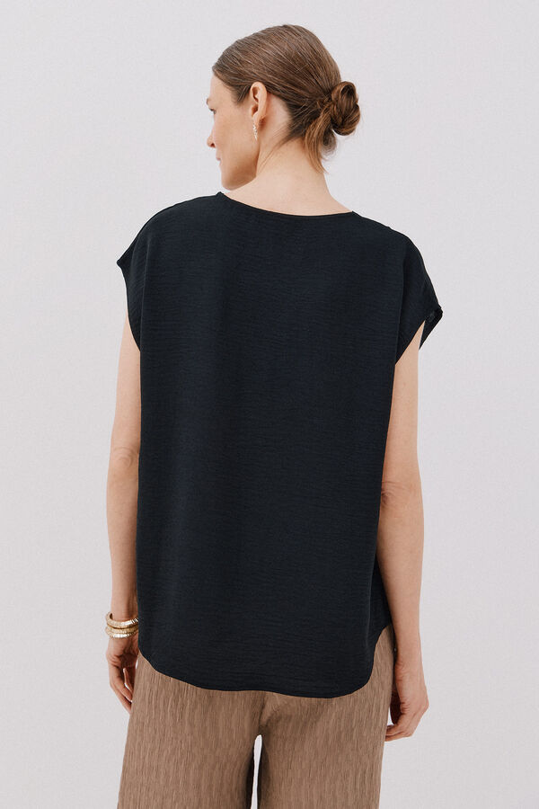 Cortefiel Blusa com detalhe canelado Preto