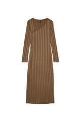 Vero Moda vestido canelado 7/8 Castanho