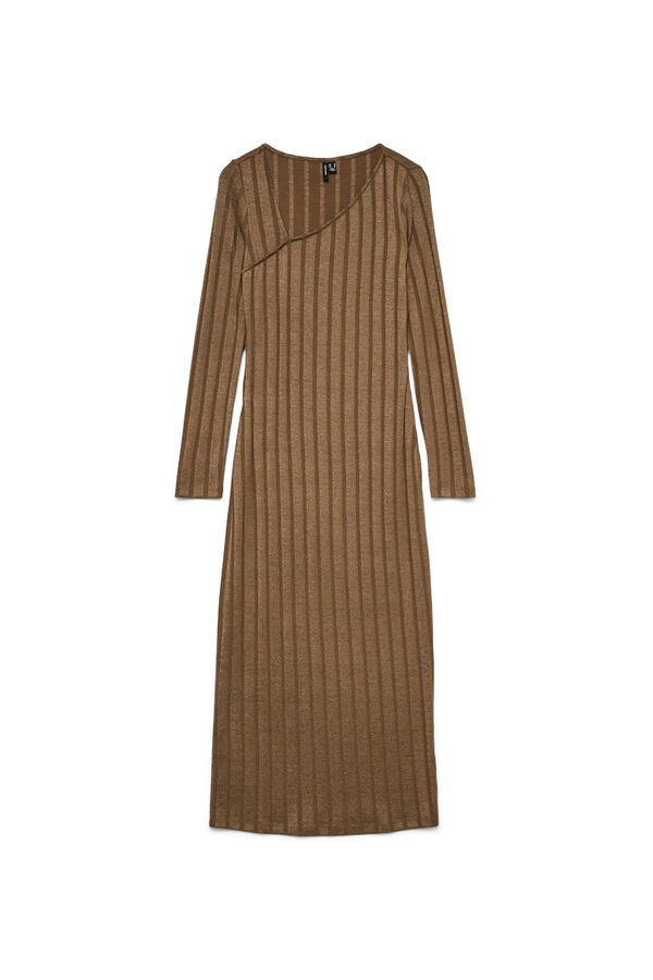 Vero Moda vestido canelado 7/8 Castanho