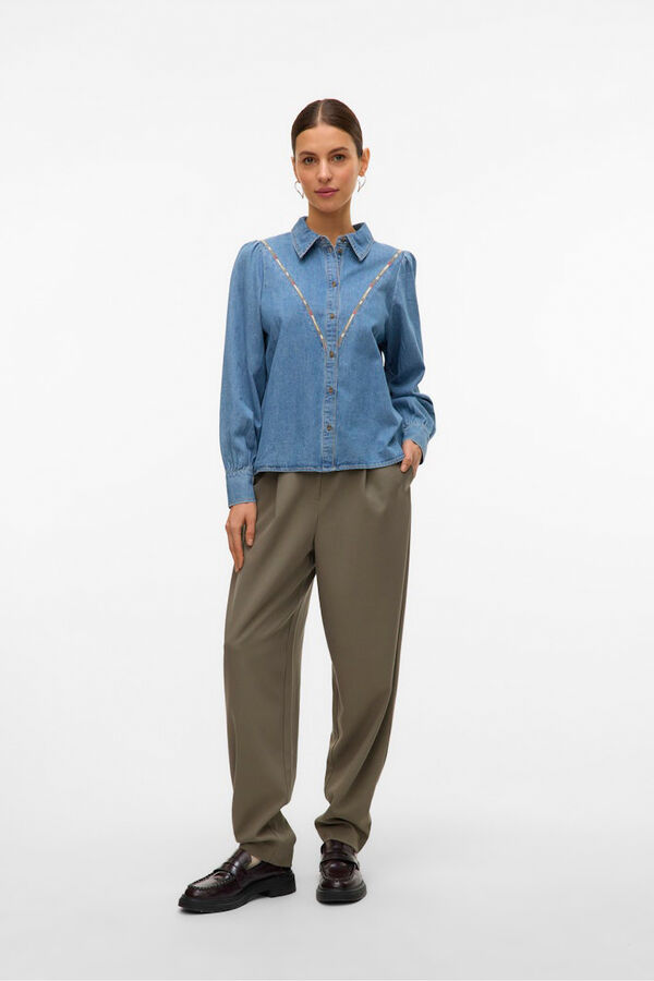 Vero Moda Camisa denim con detalle bordado Azul