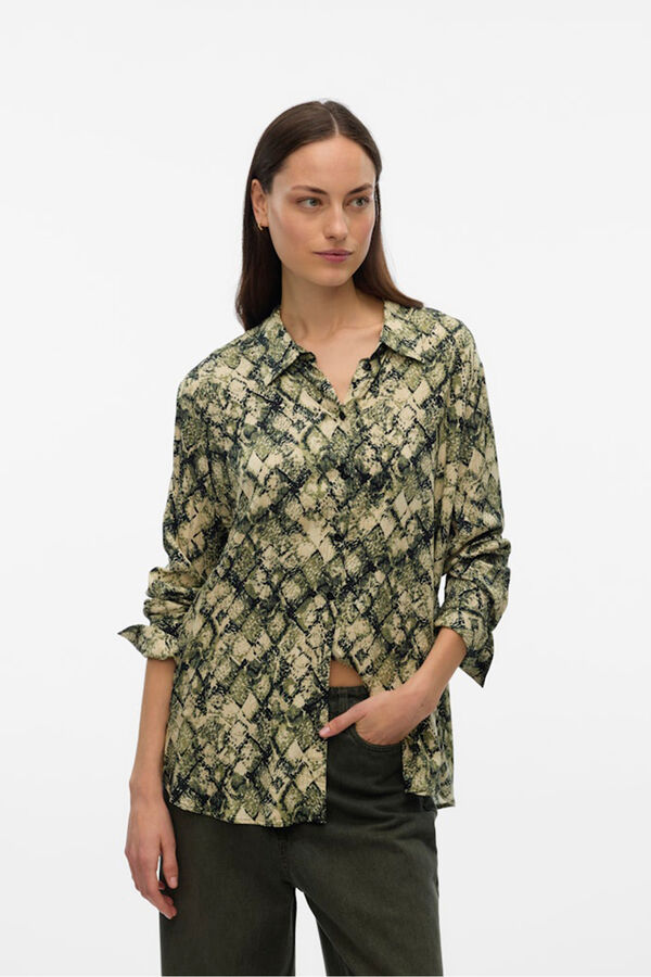 Vero Moda Camisa estampada manga larga Verde