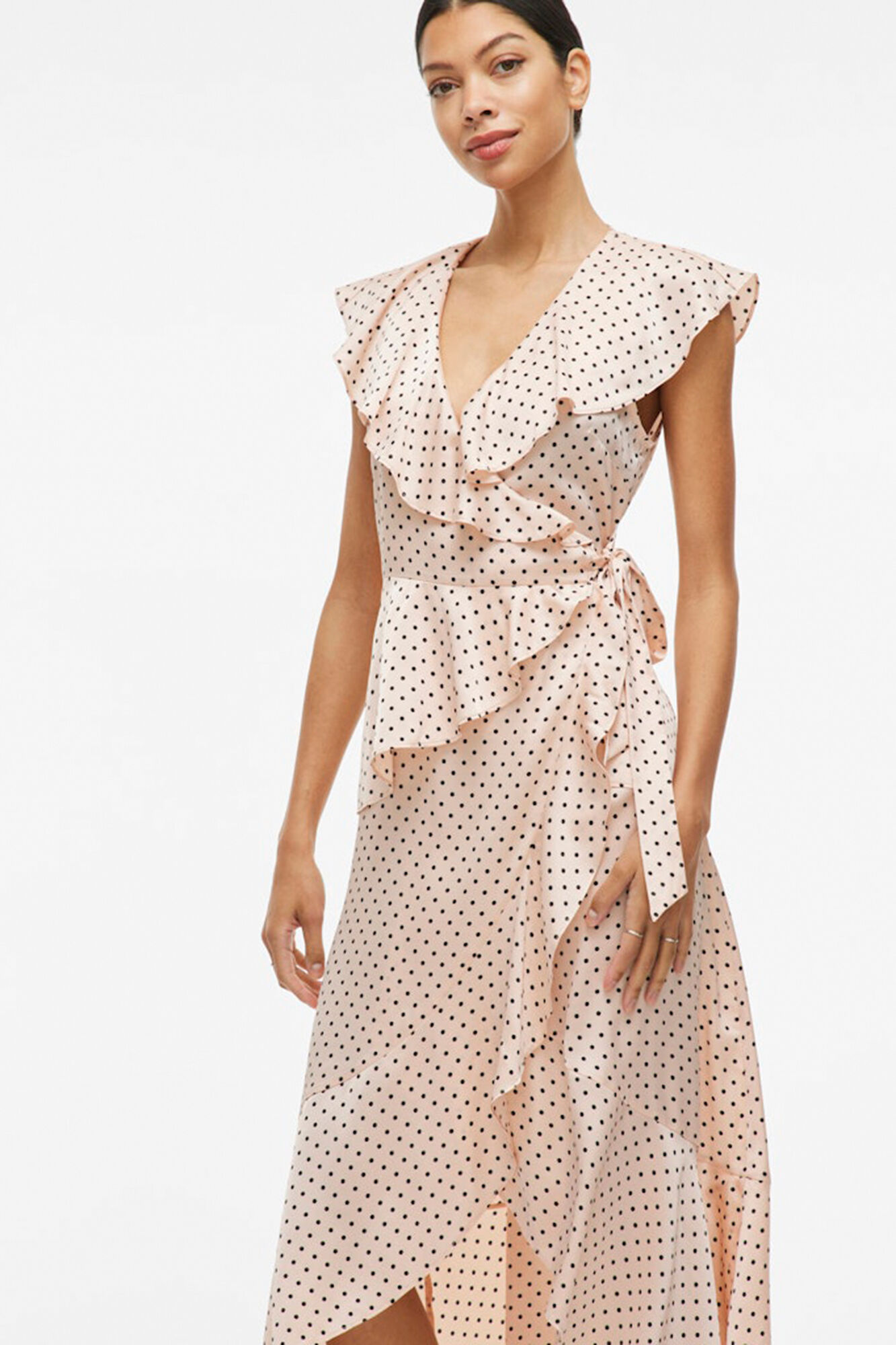 Vila Vestido satinado midi cruzado