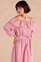 Pol&iacute;n Et Moi Vestido midi riscas Nimia Vermelho