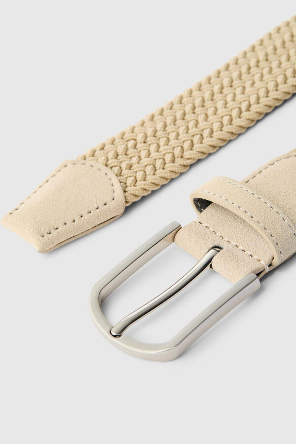 Selected Cinturón elástico trenzado Gris