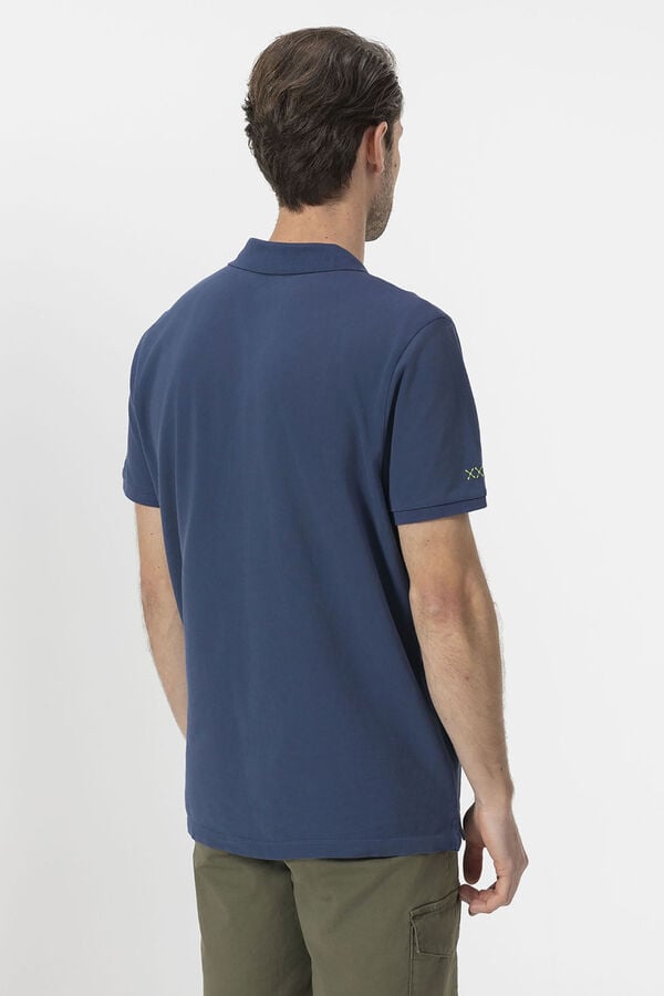 elPulpo Polo lavada com bordado contrastante Azul
