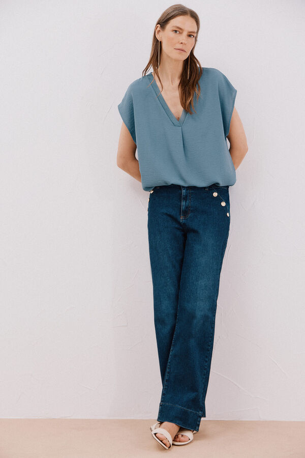 Cortefiel Blusa com detalhe canelado Azul