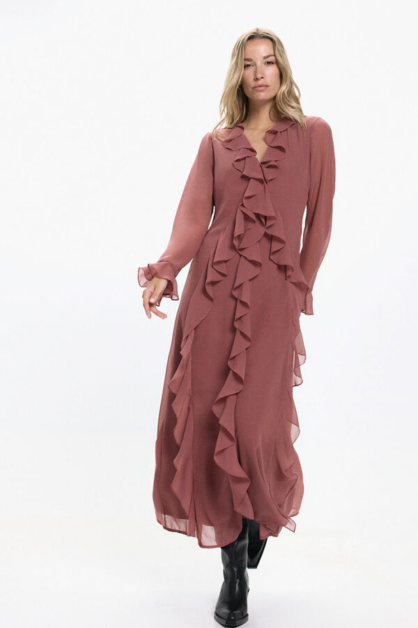 Vero Moda Vestido largo volantes Coral