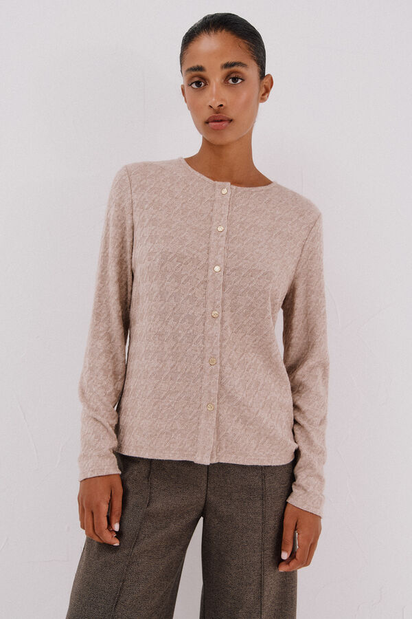 Cortefiel C&aacute;rdigan pata de gallo Marfil