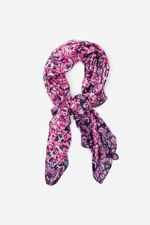 Cortefiel Pa&ntilde;uelo sedoso flores Estampado morado
