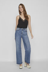 Vila Blusa de al&ccedil;as ajust&aacute;veis fluida Preto