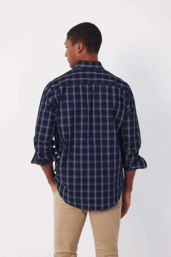 Cortefiel Camisa aos quadrados em denim Azul