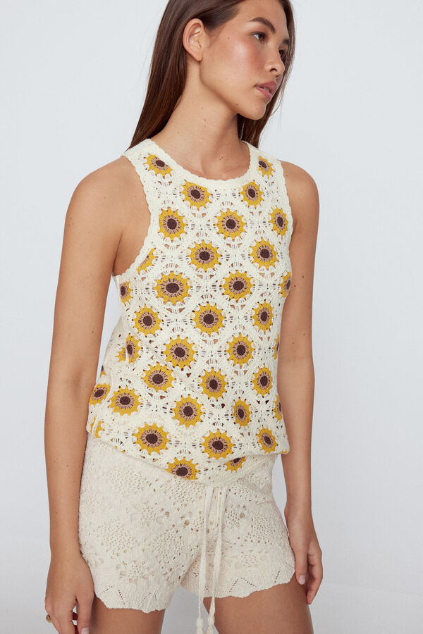 Slowlove Top crochet desenho Multicolorido