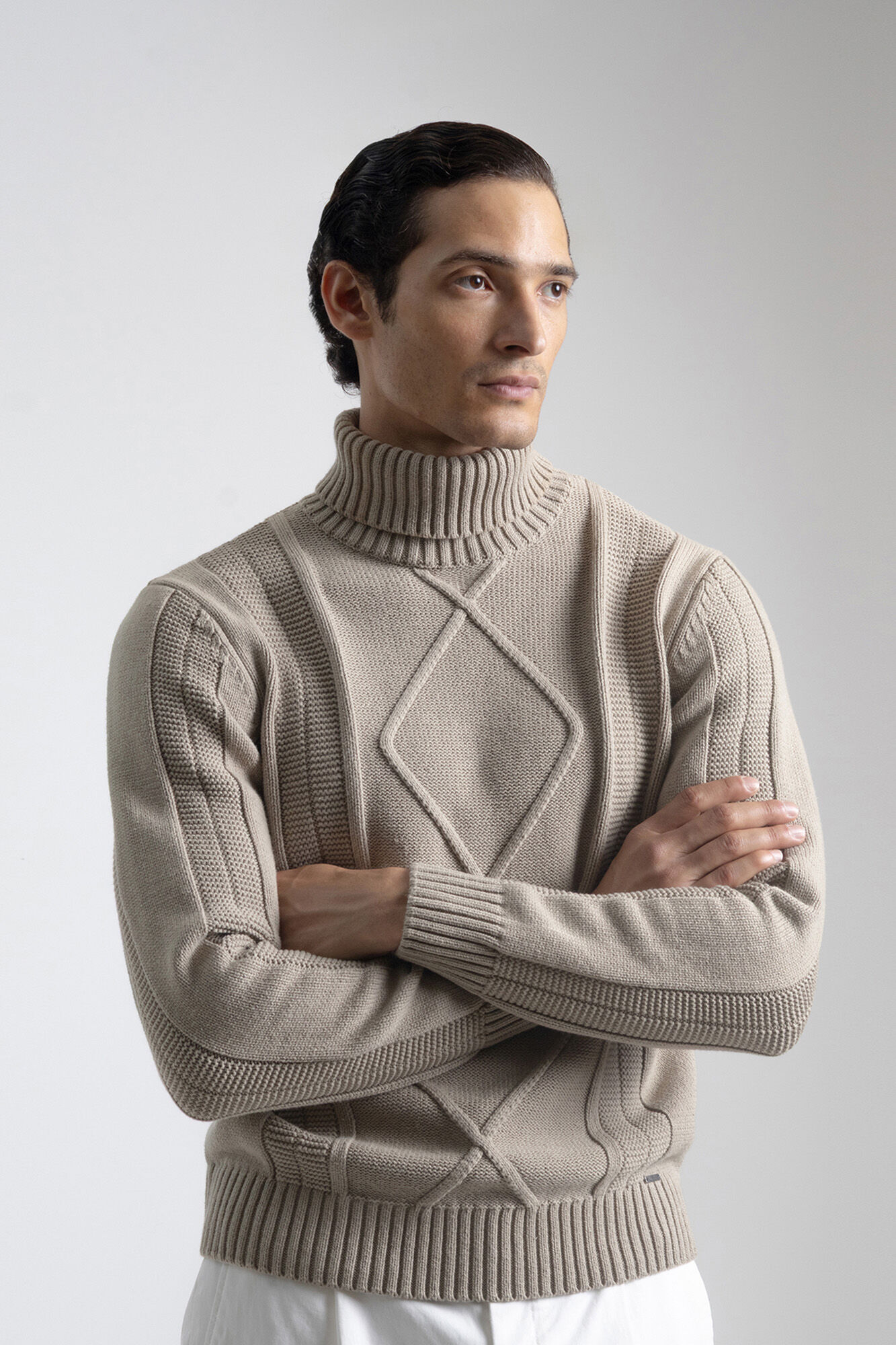 PuroEGO Jersey aran cuello alto