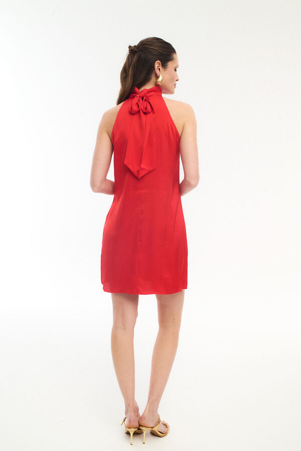 Vila Short satin dress Vermelho