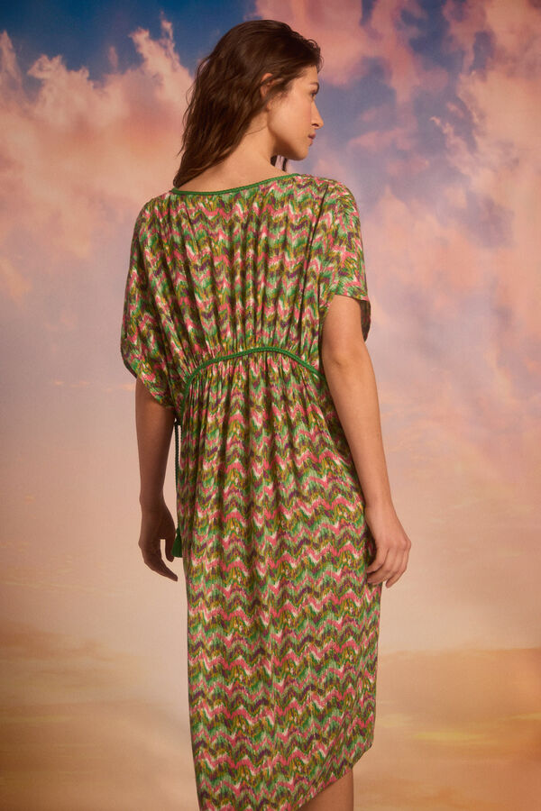 Cortefiel Caft&aacute;n largo tejido estampado Multicolor