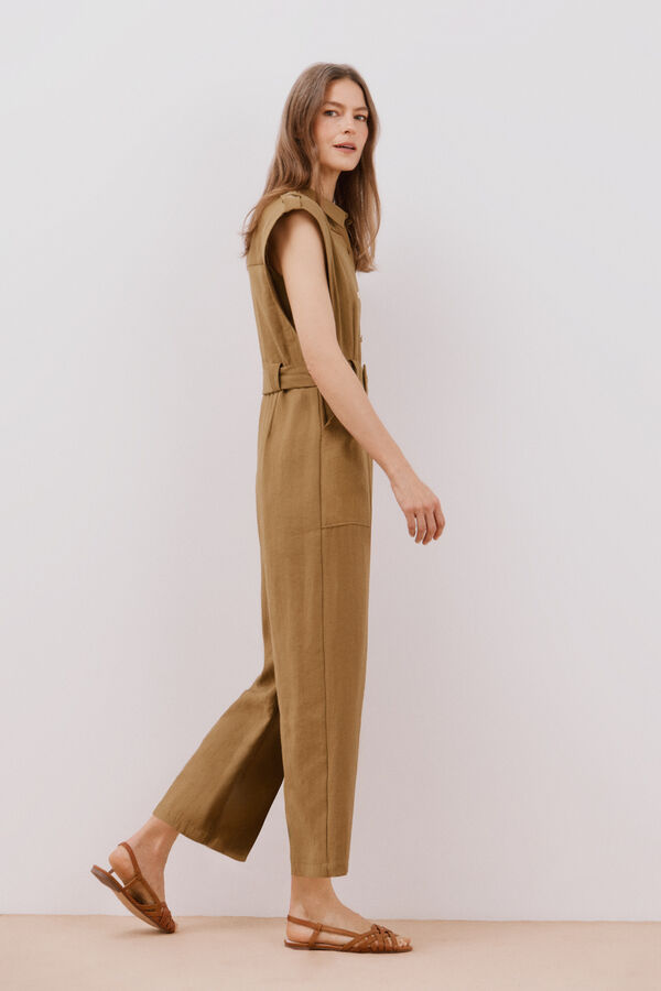 Cortefiel Mono con cintur&oacute;n al tono Kaki