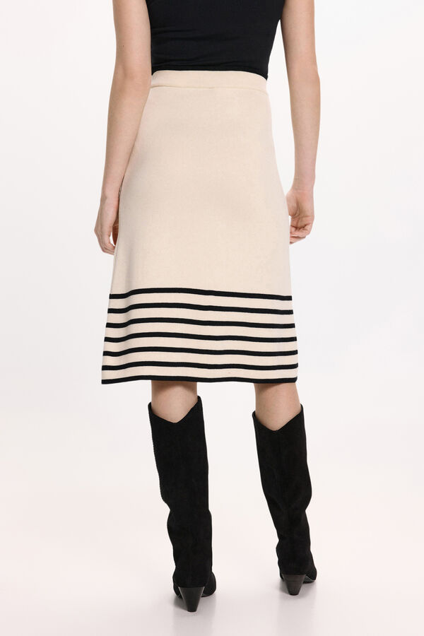 Vila Falda midi de punto con viscosa Beige