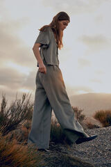 Selected Femme Top de manga curta com laços Cinzento