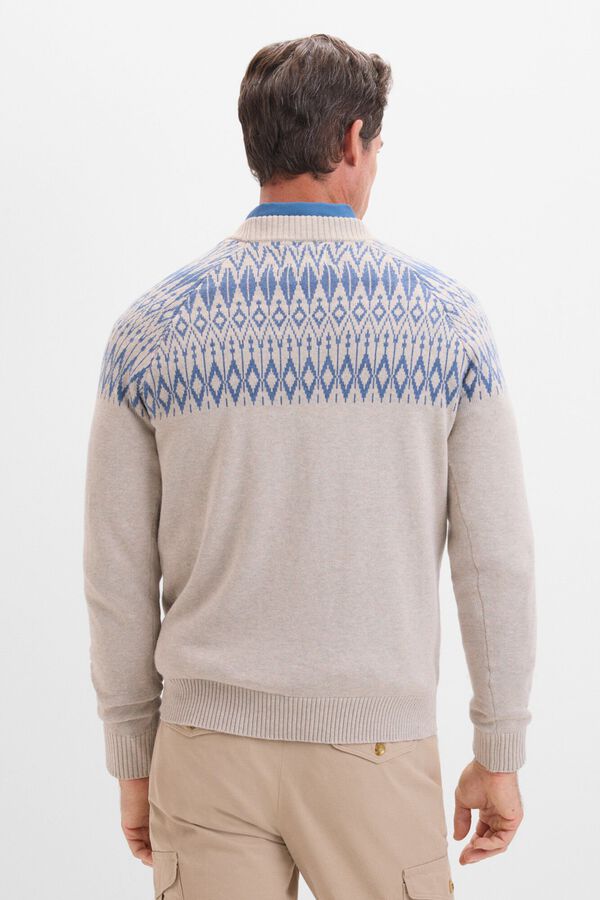 Cortefiel Su&eacute;ter fantasia de algod&atilde;o com gola redonda Ecru