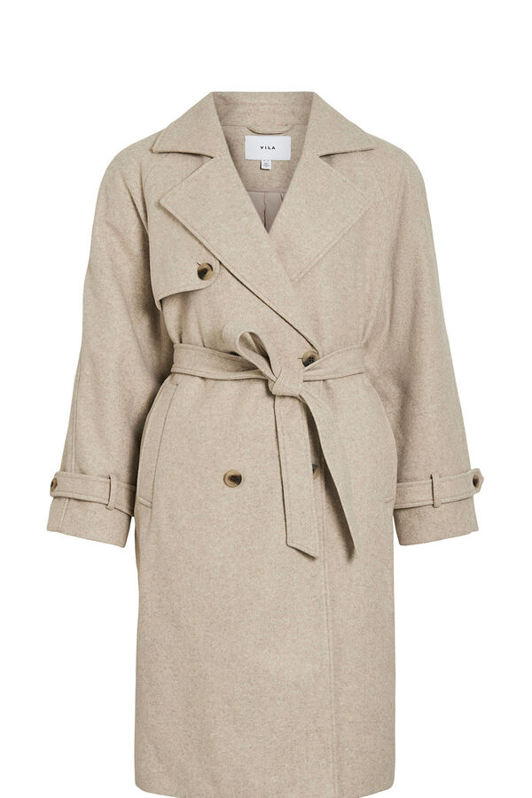 Vila Abrigo de pa&ntilde;o largo anudado Beige