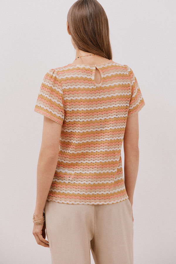 Cortefiel Top estruturado riscas Vermelho