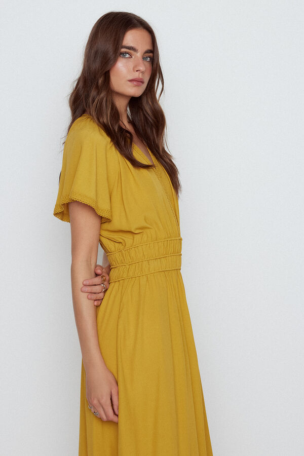 Slowlove Vestido cinturilla fruncida Amarillo