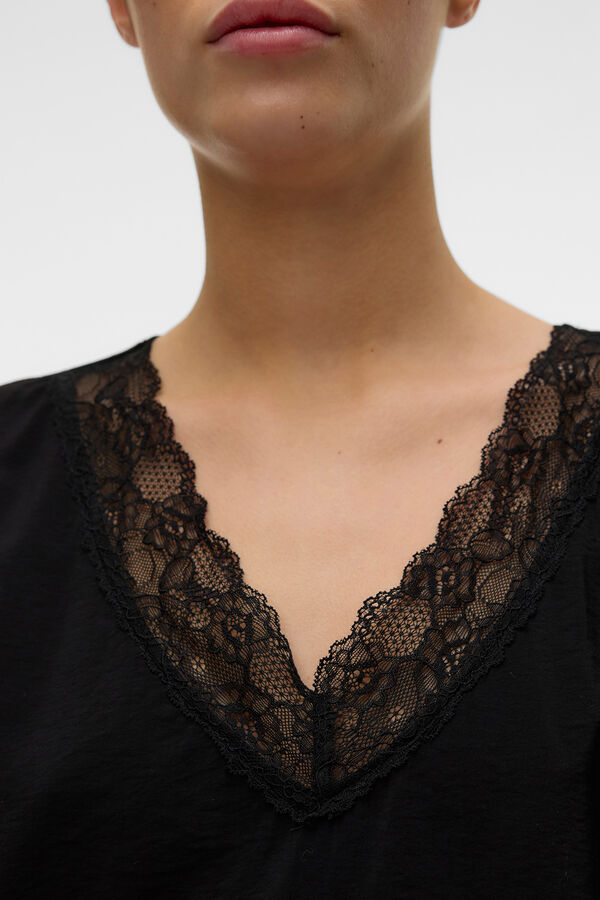 Vero Moda Camiseta con encaje de manga corta Negro