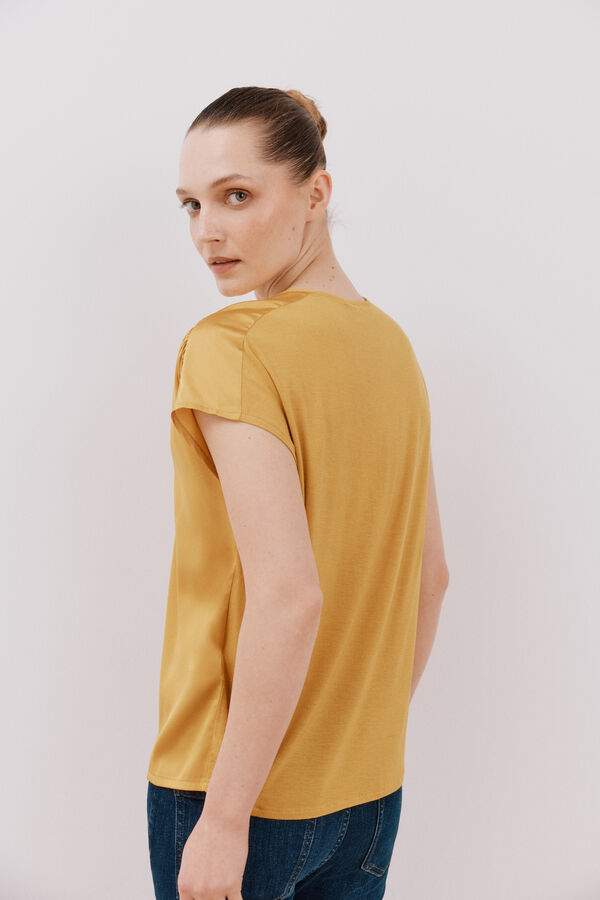 Cortefiel Top combinado acetinado Dourado