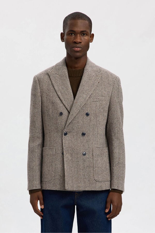 Selected Blazer de l&atilde; trespassado Tostado