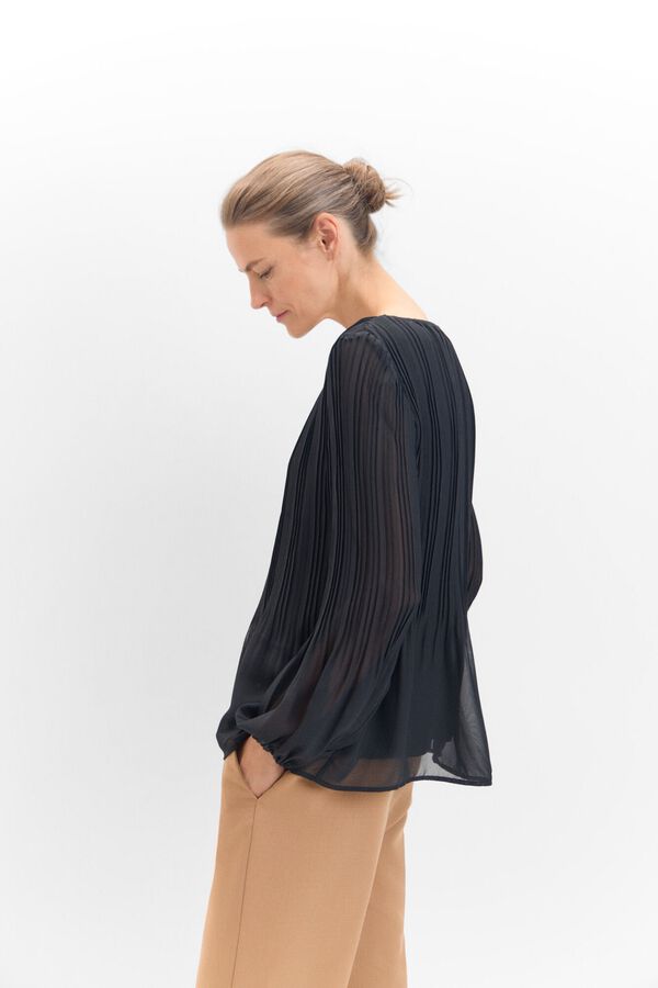 Cortefiel Blusa plisada combinada Negro