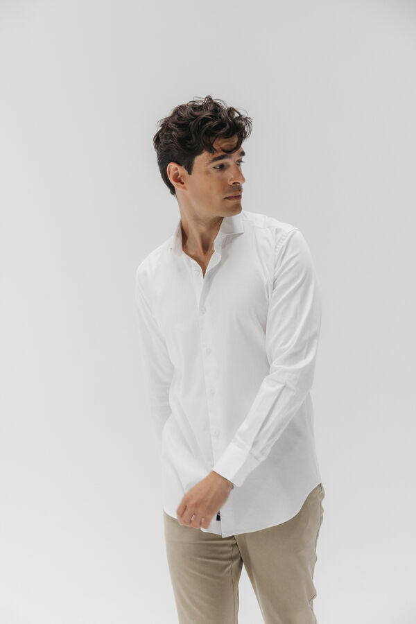elPulpo Camisa vestir popel&iacute;n el&aacute;stico Blanco
