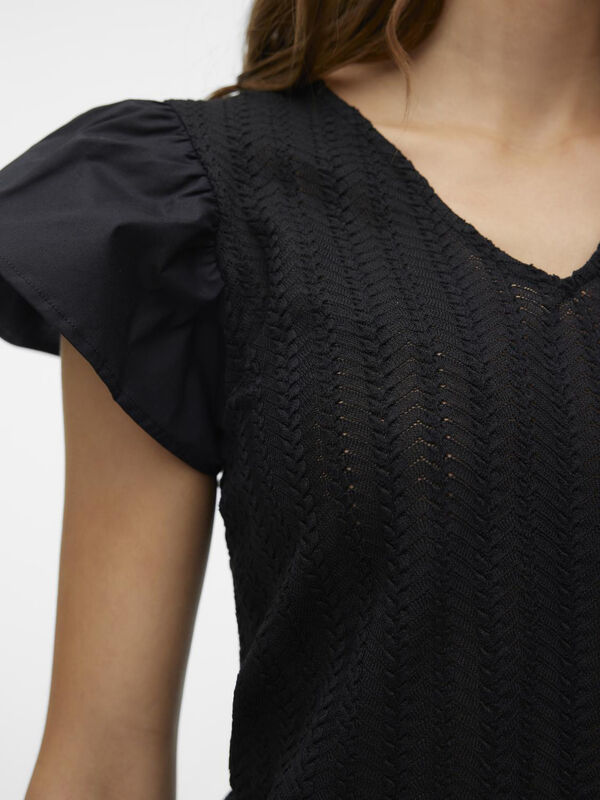 Vero Moda Top de punto con manga de volumen Negro