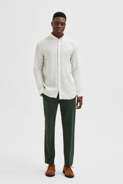Cortefiel Camisa de hombre 100% lino Regular Fit Blanco