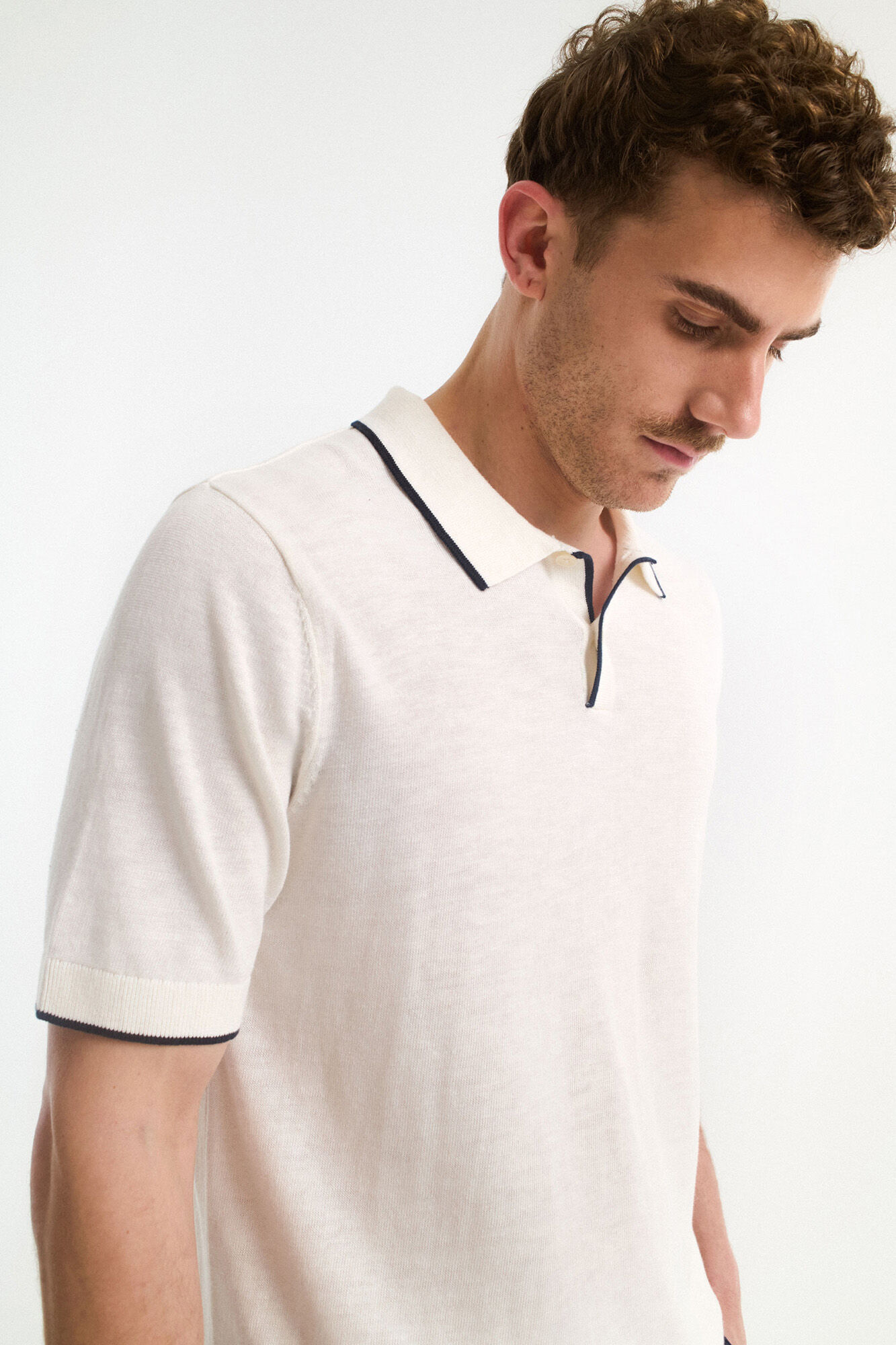 Selected Camisa polo de linho de manga manga curta