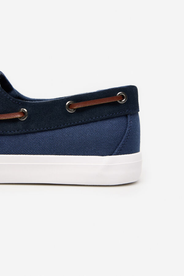 Cortefiel Zapatilla nautica textil y piel Azul marino