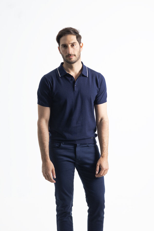 PuroEGO Polo de ponto r&aacute;fia Azul