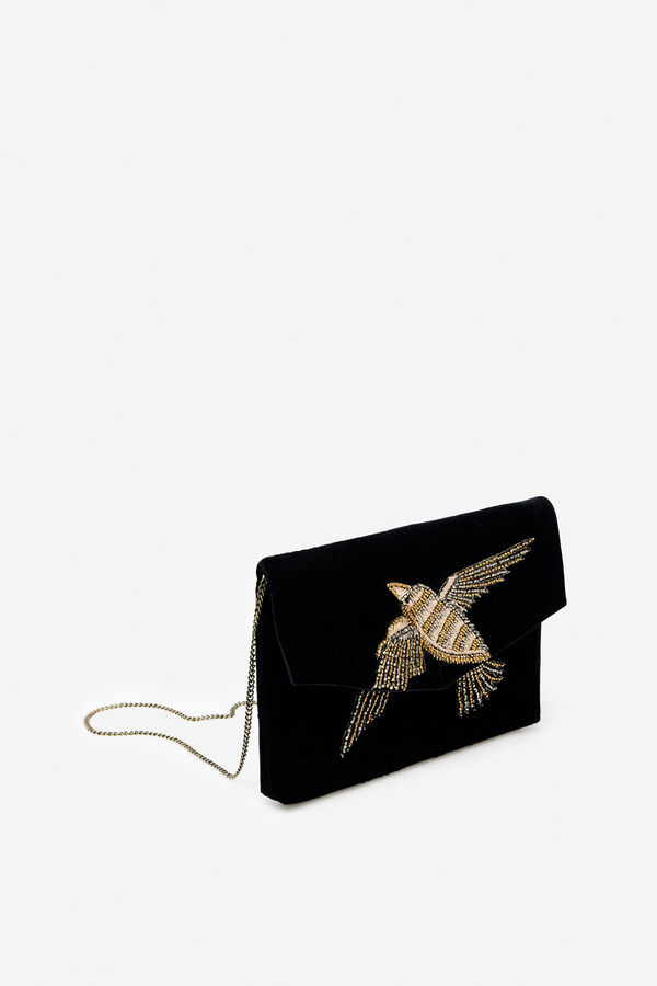 Cortefiel Bolso mano p&aacute;jaro Negro