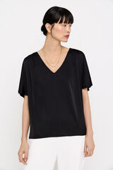 Cortefiel Top combinado satinado Negro