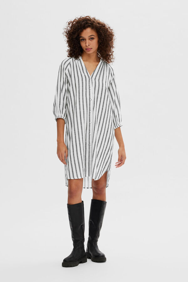 Selected Femme Vestido camisero Regular Fit confeccionado 100% con algod&oacute;n org&aacute;nico Blanco