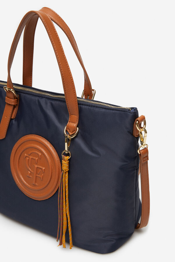 Cortefiel Bolso shopper nylon acolchado logo Azul marino